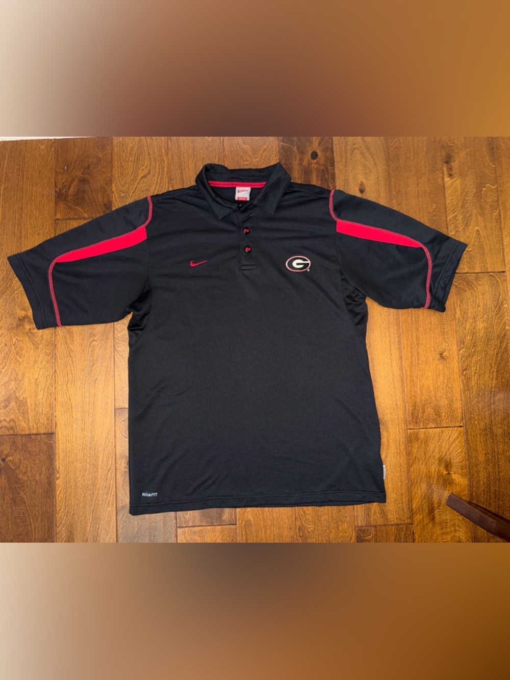 Nike Team Georgia Bulldogs Polo Shirt Men’s Med Black Red FitDry NCAA Football